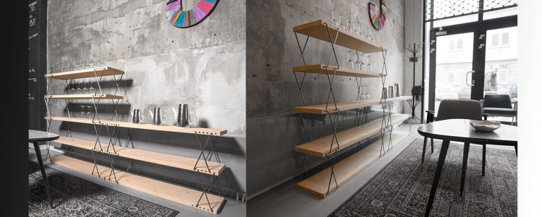 regał o zmiennych wysokościach ideal design hałas